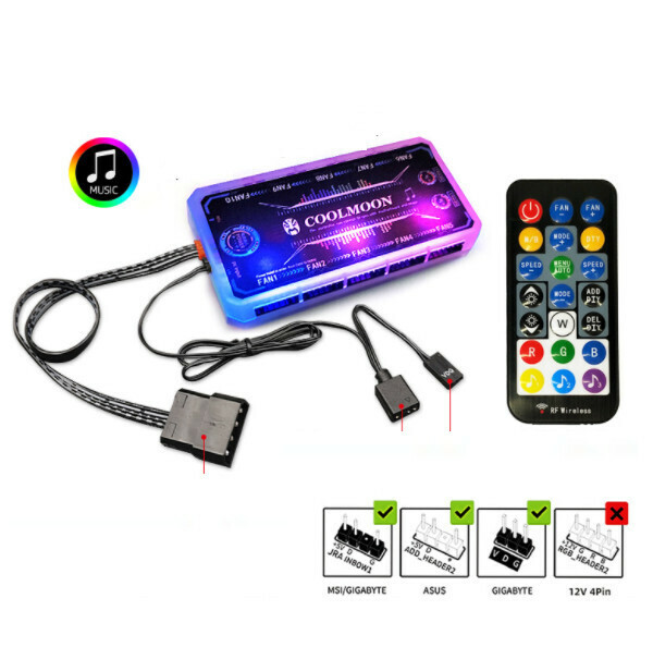 Cool Moon JOY Case Fan 12cm Desktop Computer Host Radiator Silent LED White Luminous RGB Fan (Music ARGB Controller)
