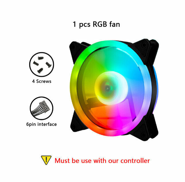 Desktop Computer Case, Illuminated Fan, Cooling Fan (Dual Aperture, Inner and Outer Illuminated Single Fan, RGB (6pin Interface))