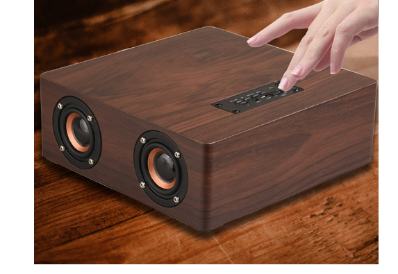 Wooden bluetooth four-speaker home mobile phone computer wireless card audio black walnut (export version)