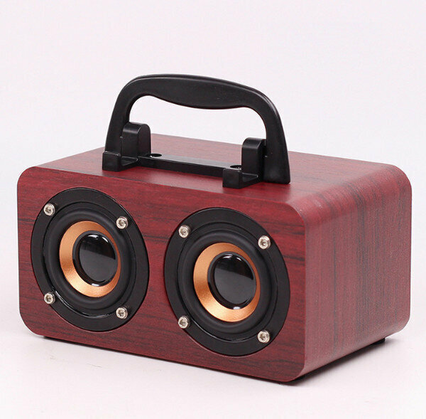 Wireless Bluetooth Wood Speaker (FT-4002) - Mahogany Grain