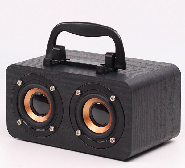 Wireless Bluetooth Wood Speaker (FT-4002) - Black Wood Grain