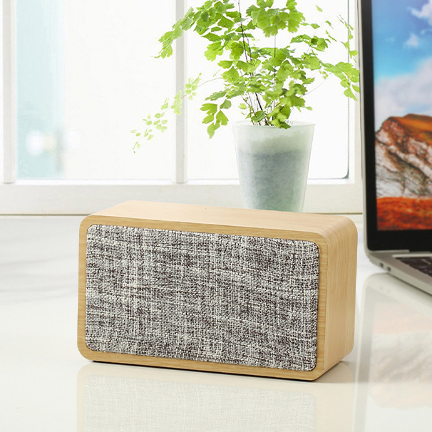 Fabric wireless wood bluetooth speaker yellow wood grain (export version)