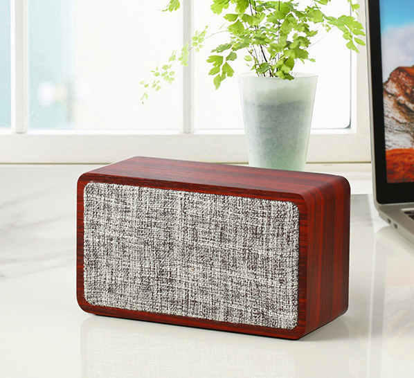 Fabric wireless wood bluetooth speaker mahogany grain (export version)