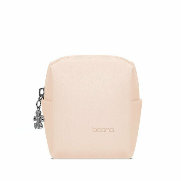 Leather mini portable multi-function digital storage bag, Bluetooth headset charging cable, U disk key protection bag (zipper - light apricot)