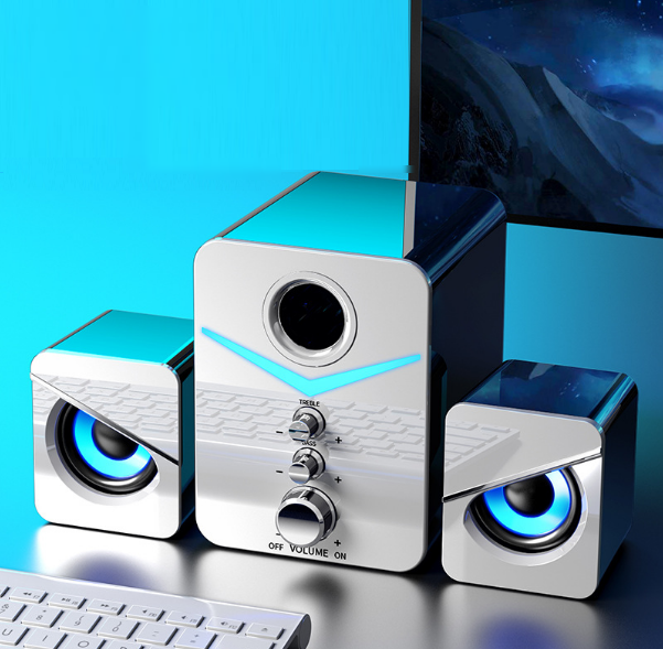 MC Computer Audio Speaker-221 White (Wired and Bluetooth Version)