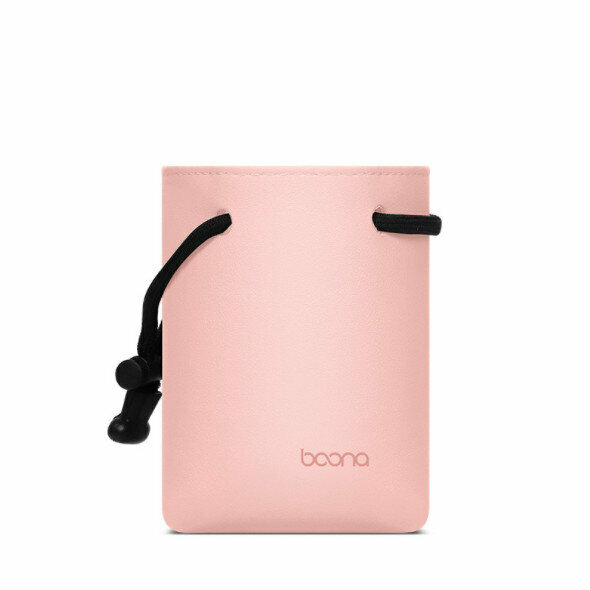 Leather mini portable multi-function digital storage bag, Bluetooth headset charging cable, U disk key protection bag (drawstring - petal pink)