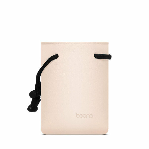 Leather mini portable multi-function digital storage bag, Bluetooth headset charging cable, U disk key protection bag (drawstring - light apricot)