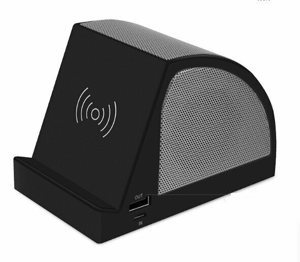 Portable Wireless Bluetooth Speaker Mobile Phone Holder Mini Subwoofer Bluetooth Speaker Wireless Charger Mobile Phone Holder (Black)