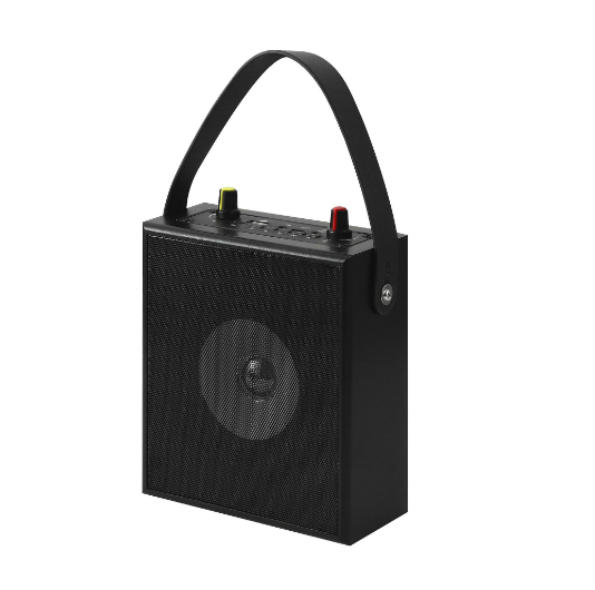 Portable Wooden Bluetooth Speaker Square StallK Song Shouting Microphone Artifact Dazzling Red (English Version)