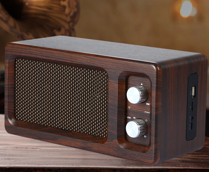 Retro Home Wireless Wooden Bluetooth Speaker U Disk Card Insert Card Function Walnut Grain (Export Version)