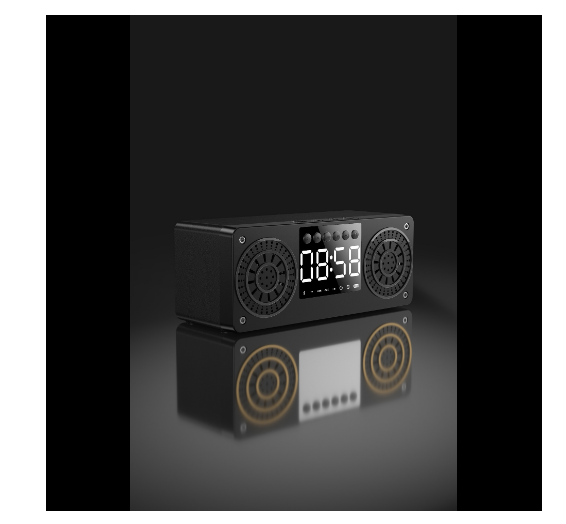 Wooden Bluetooth Clock Alarm Clock Multimedia Small Speaker Black (Export Version)