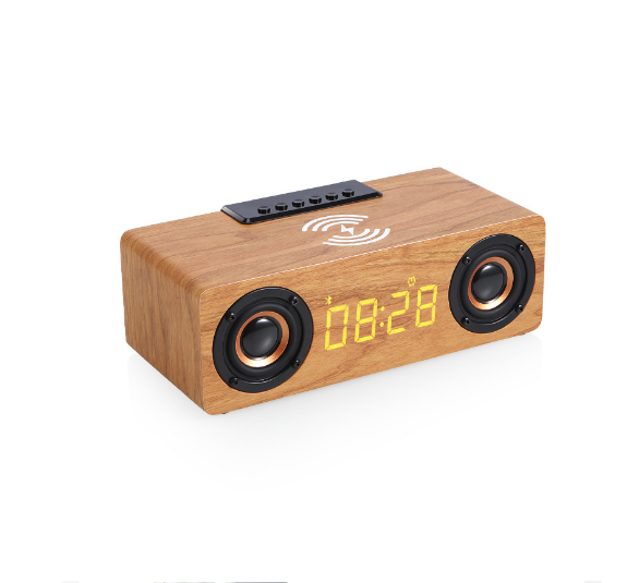 Portable Bluetooth Speaker Multifunctional Mobile Phone Wireless Charging Light Brown (English Version)