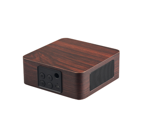 Wooden Wireless Bluetooth Touch Clock Computer Mobile Phone Play Small Speaker Q1A Walnut (English Version)