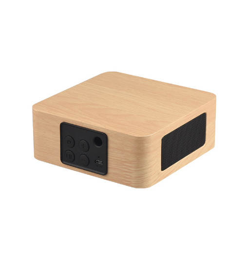 Wooden wireless bluetooth touch clock computer mobile phone play small speaker Q1A yellow wood grain (English version)