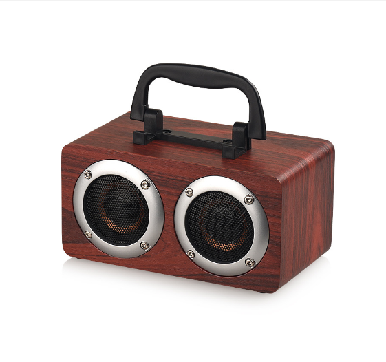 Portable Wooden Bluetooth Speaker Mobile Phone Wireless Computer Mini Speaker Mahogany Grain (English Version)