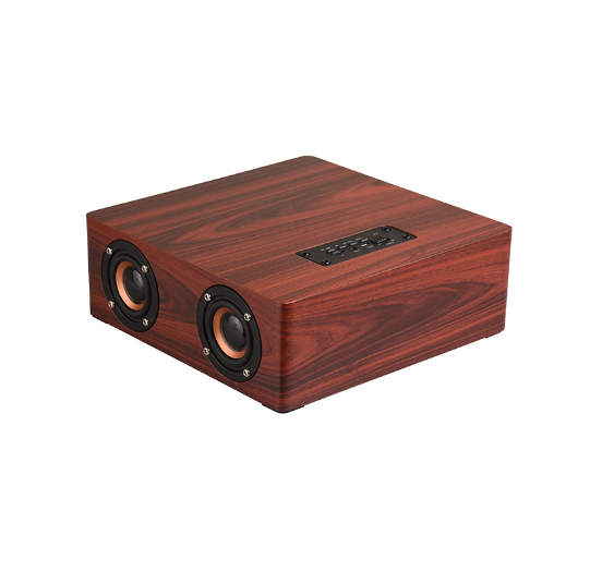 Wooden wireless bluetooth touch clock computer mobile phone play small speaker Q1S mahogany grain (English version)