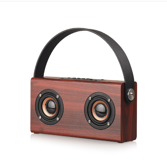 Wooden bluetooth small speakerportable home mobile phone computer small speaker mahogany grain (English version)