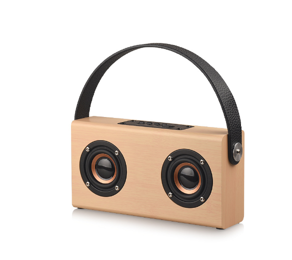 Wooden bluetooth small speakerportable home mobile phone computer small speaker yellow wood grain (English version)