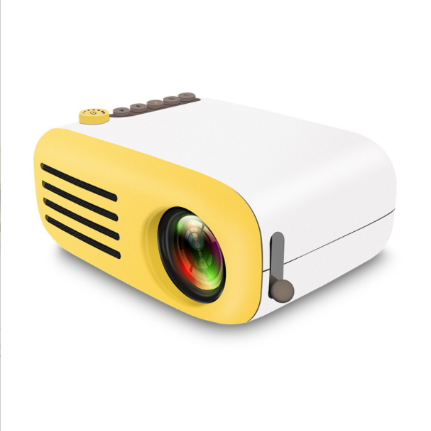 YG200 Home Mini Projector LED Portable Small Kids Projector HD 1080P (Yellow White-Plain Version)
