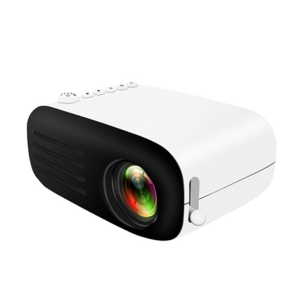 YG200 Home Mini Projector LED Portable Small Kids Projector HD 1080P (Black & White-Plain Version)