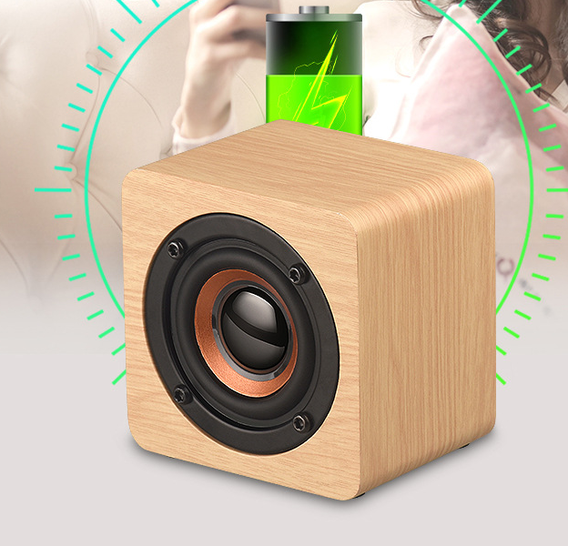 Portable Wooden Mini Wireless Bluetooth Speaker Yellow Wood Grain (English)