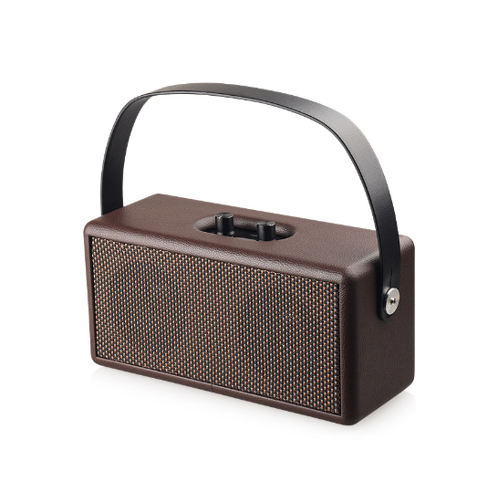 Carrying Handle: Wooden Bluetooth Speaker, Brown (English)