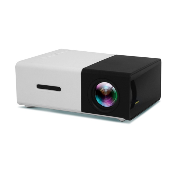YG300 Micro Mini Projector Home HD 1080P Portable LED Small Projector for Kids (Black & White-Plain Version)