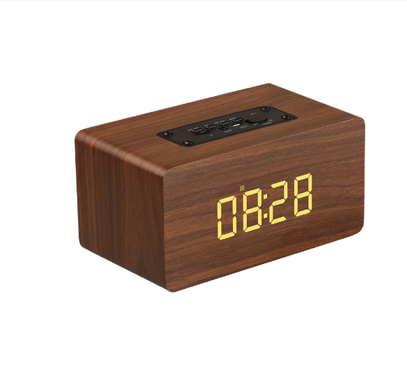 Portable Wood Wireless Bluetooth Multi-function Speaker Brown Wood Grain (English Version)
