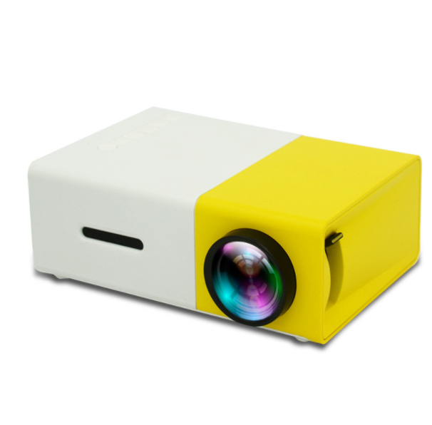 YG300 Micro Mini Projector Home HD 1080P Portable LED Small Projector for Kids (Yellow & White-Plain Version)