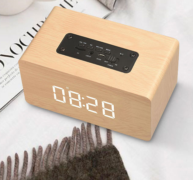 Portable Wood Wireless Bluetooth Multi-function Speaker Yellow Wood Grain (English Version)