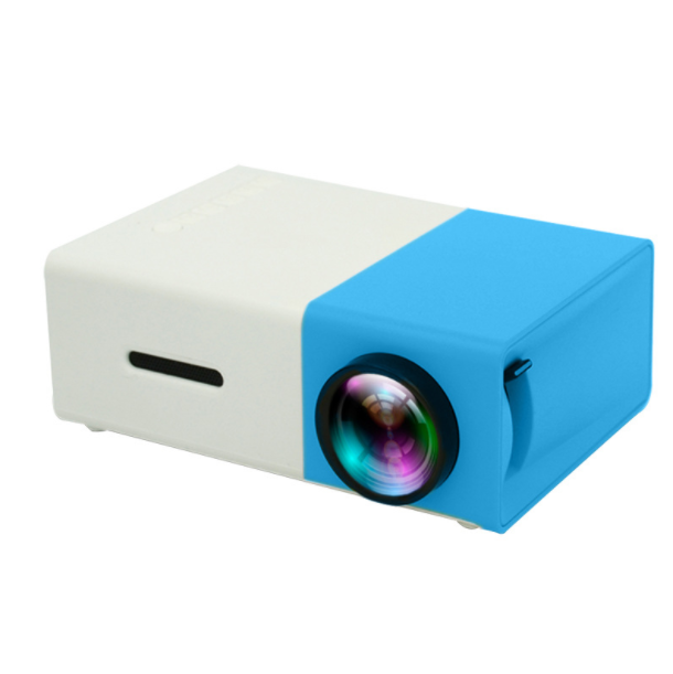 YG300 Micro Mini Projector Home HD 1080P Portable LED Small Projector for Kids (Blue & White-Plain Version)
