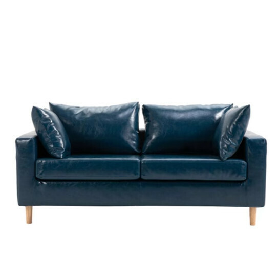 Popular fabric sofa [sapphire blue oil wax leather] (double 125cm )