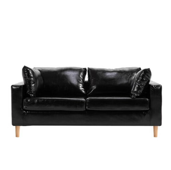 Popular fabric sofa [atmosphere black oil wax leather] (double 125cm)