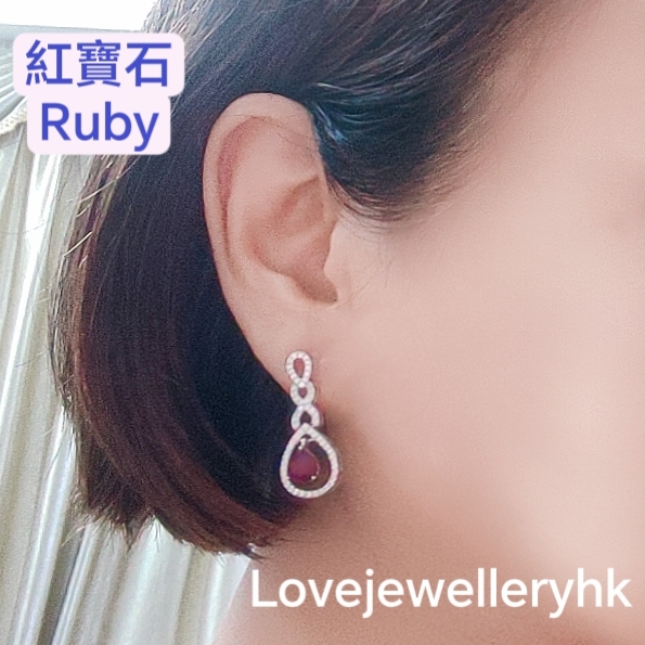 天然紅寶石耳環      GE032