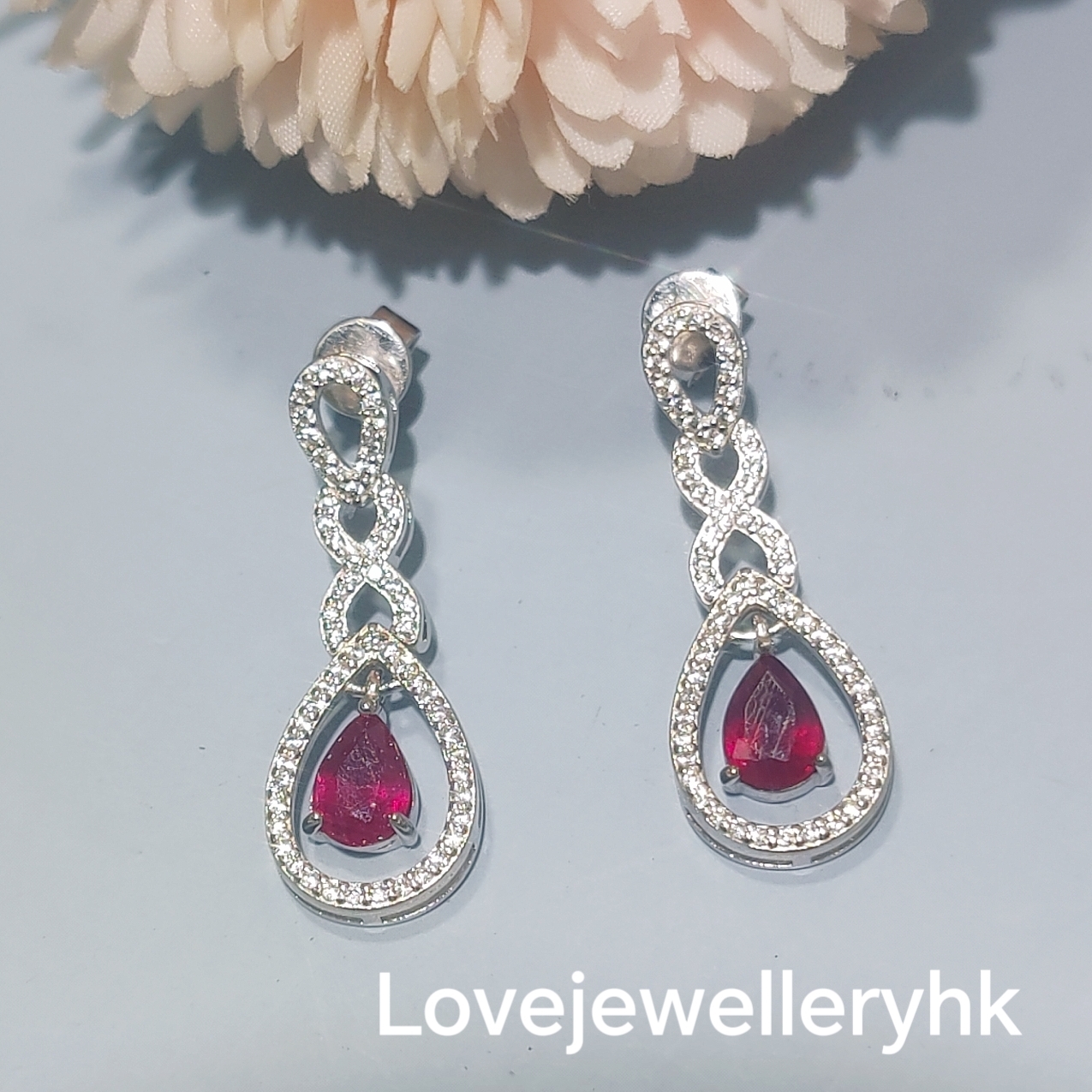 天然紅寶石耳環      GE032