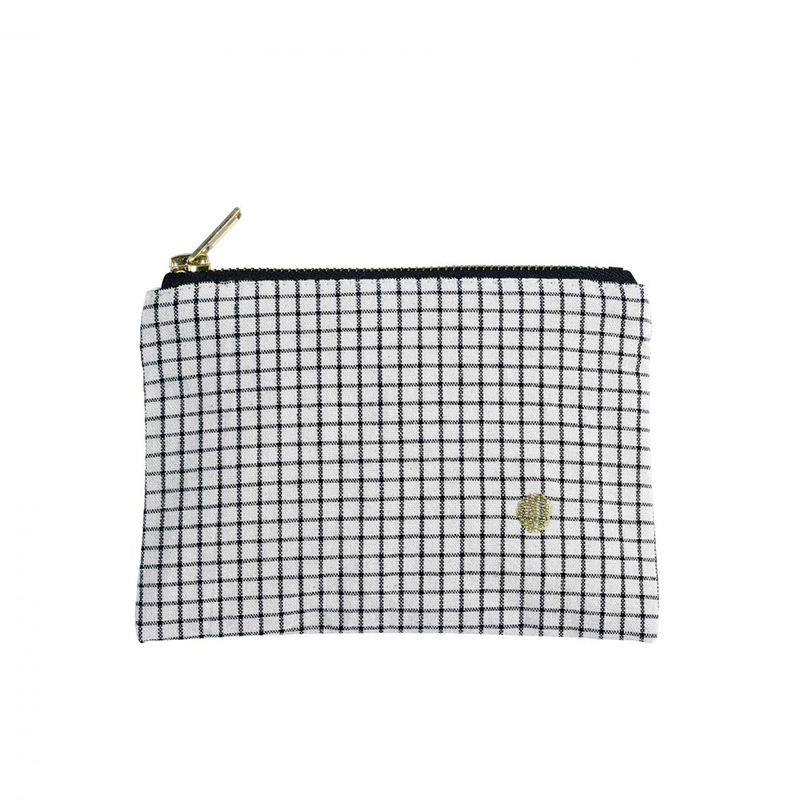 法國La cerise sur le gâteau 有機棉防水分類收納袋-小格紋(小)