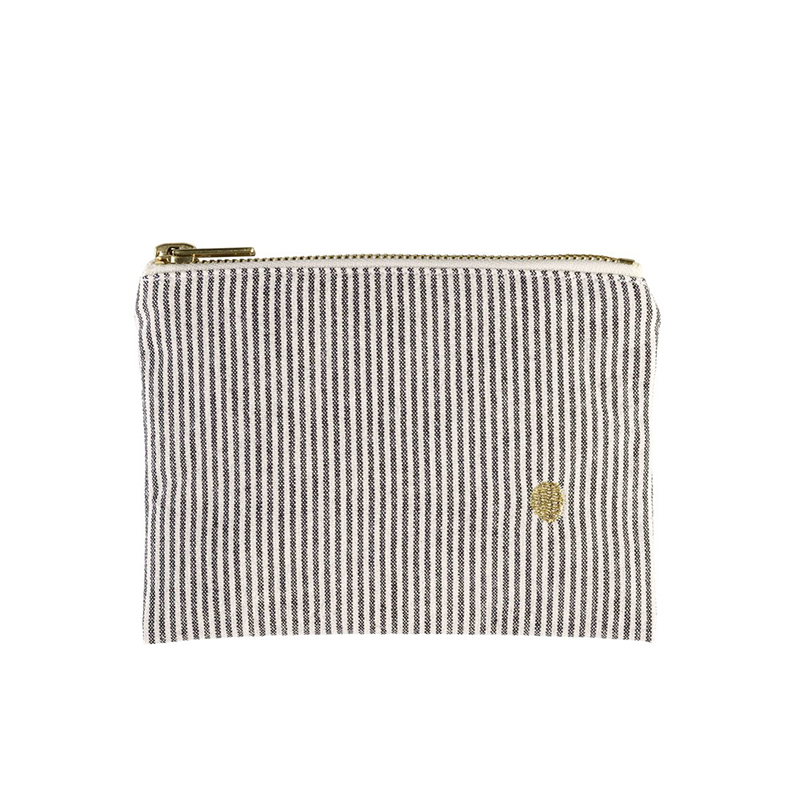 (預購3/31)法國La cerise sur le gâteau 有機棉防水分類收納袋-灰條紋(小)