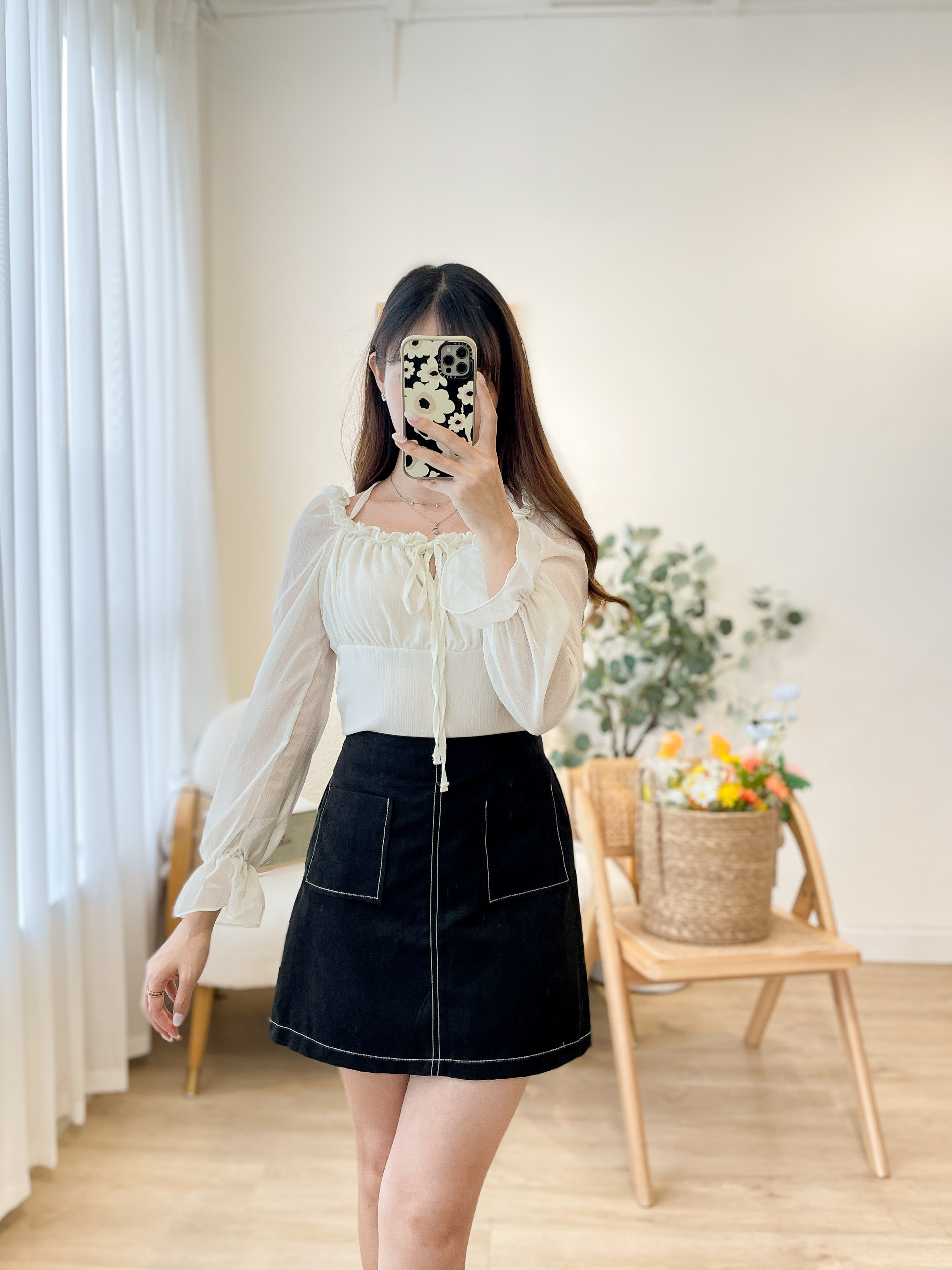 SK480 Contrast Pocket Mini Skirt