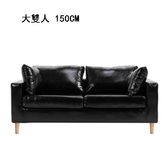 Popular fabric sofa [atmosphere black oil wax leather] (large double 150cm)