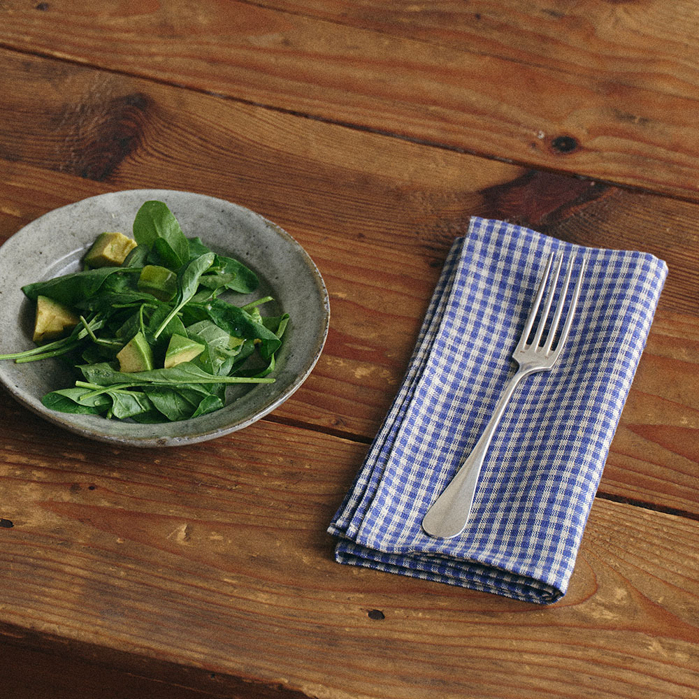 fog - 亞麻餐巾 / 楔木藍嘉頓格紋
