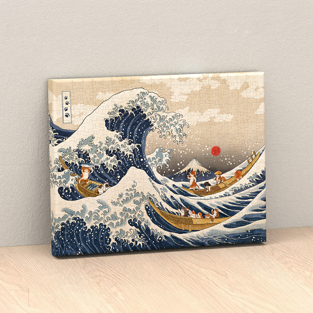 HN1384 - 無框366片- Nyangsongi - 貓咪川沖浪裏