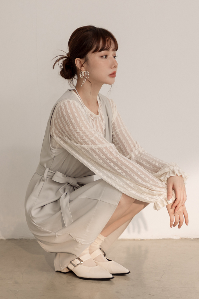 氣質明線綁帶短洋裝