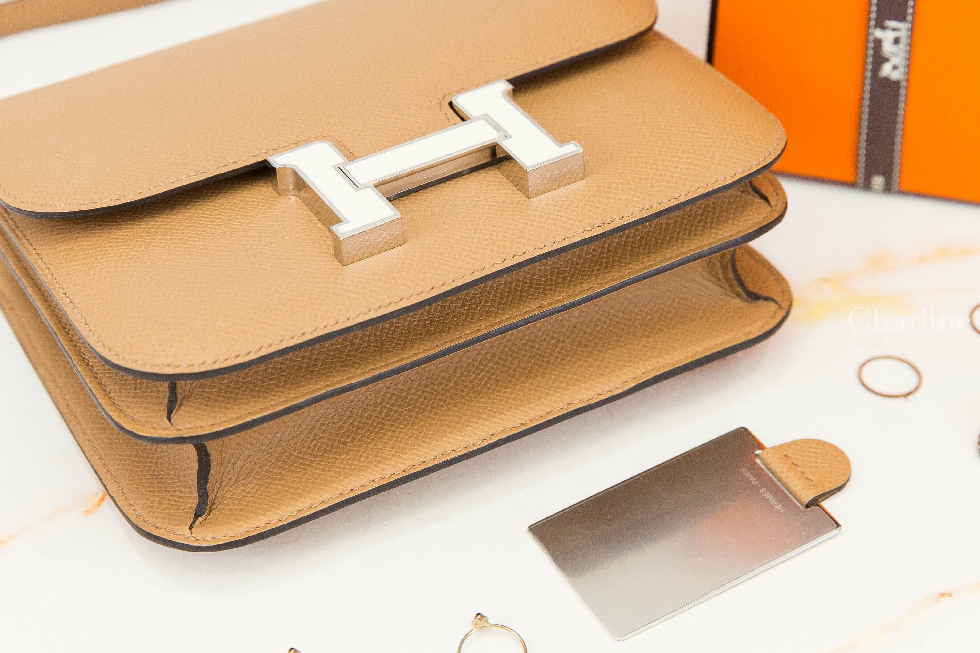 Hermès Mini Constance III 18cm 0M Chai Epsom 馬薩拉茶色珐瑯釦鏡面款-Charline Boutique 精品代購