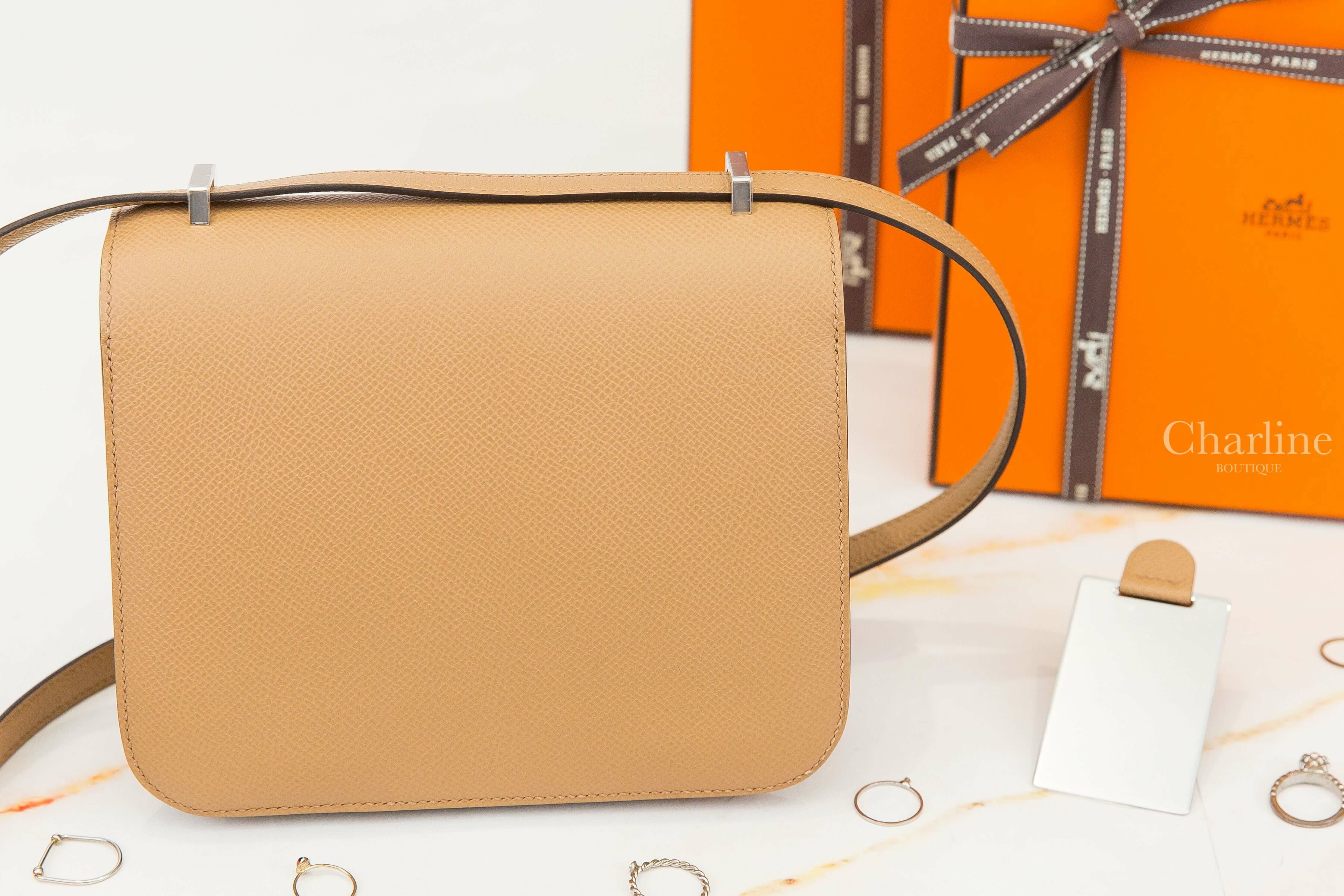 Hermès Mini Constance III 18cm 0M Chai Epsom 馬薩拉茶色珐瑯釦鏡面款-Charline Boutique 精品代購