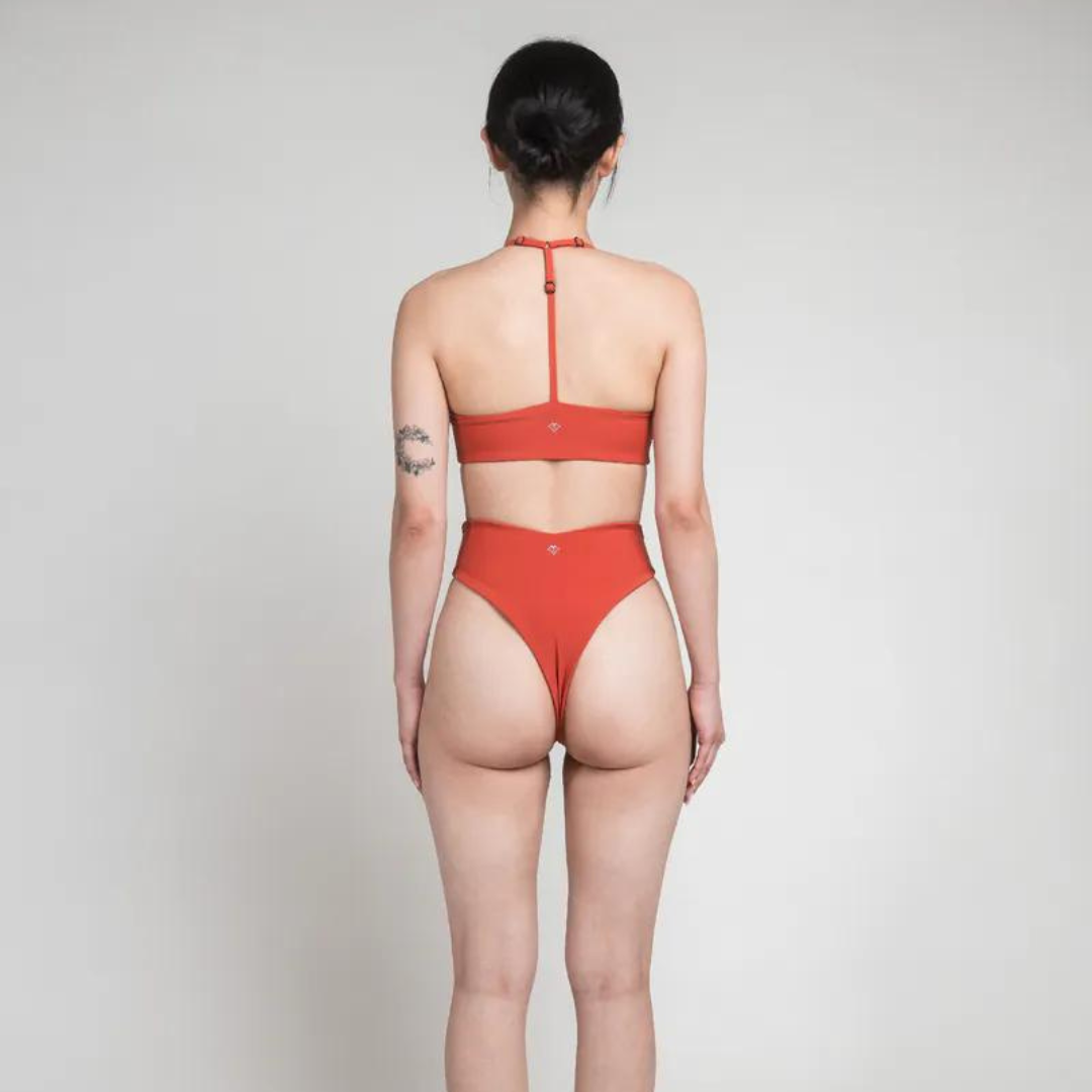 ▲TIMU  拼接高腰美臀褲 / 土耳其橘 Turkish Orange