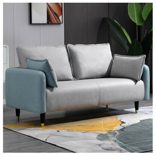 Popular fabric sofa (mint green + light gray (technical cloth) [double seat 125CM ]