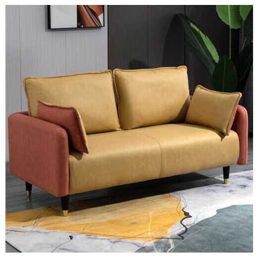 Popular fabric sofa (orange + turmeric (technical fabric) [double seat 125CM]