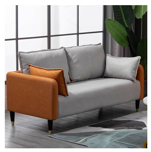 Popular fabric sofa (orange + light gray (technical cloth) [double seat 125CM]