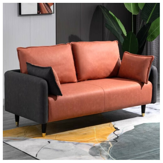Popular fabric sofa (dark gray + orange red (technical fabric)) [double seat 125CM ]