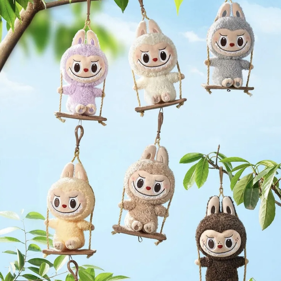 POPMART泡泡瑪特 LABUBU 木工坊系列 盪鞦韆吊飾盲盒 "單盒"絨毛鑰匙圈 七款